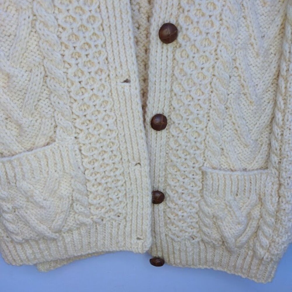 VTG Sheila Handknits 100% Pure Irish Wool Sweater Cardigan Women's Size Small - Picture 5 of 11